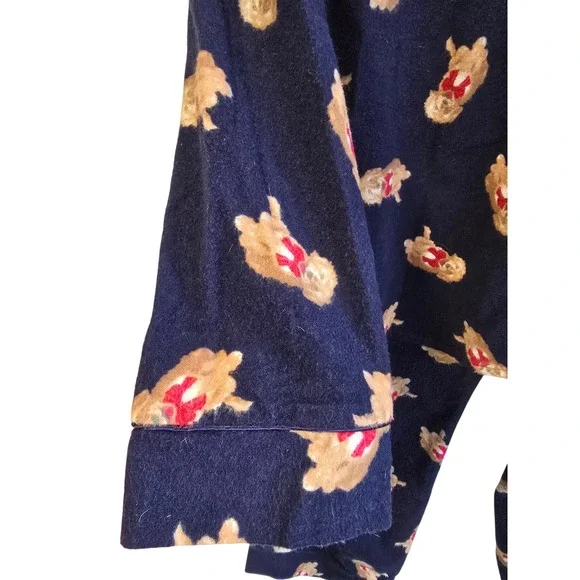 la Vie en Rose Womens Navy Blue Golden Retriever Flannel Pajama Set Large L - Picture 10 of 16